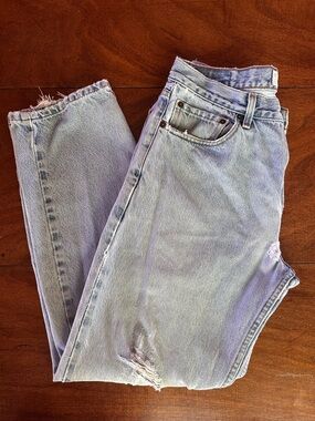 Levi Strauss Signature Relaxed Fit Jeans Distressed Light Wash Grunge W34 L32